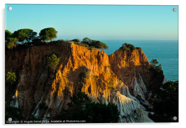 Sea and Sunbathing Cliffs in Algarve Acrylic by Angelo DeVal
