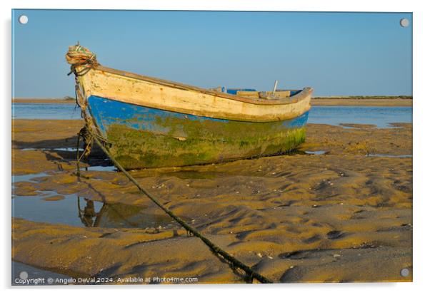 Old Wooden Fishing Boat in Algarve Acrylic by Angelo DeVal