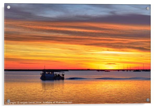 Boat and the Ria Formosa Sunset Acrylic by Angelo DeVal