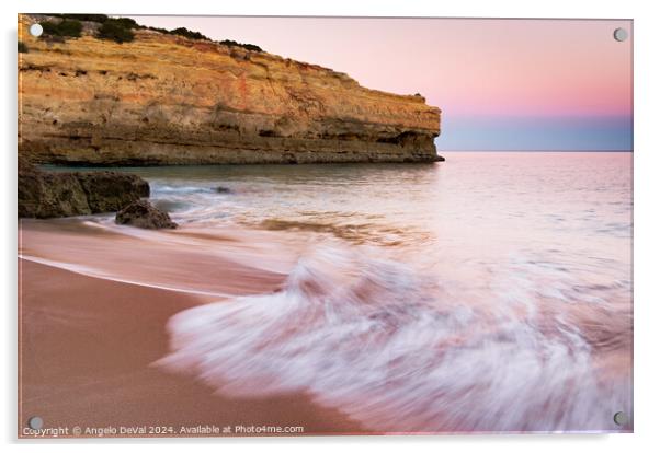 Twilight Waves in Albandeira Beach  Acrylic by Angelo DeVal