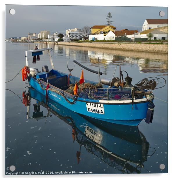Docked Fishing Boat in Algarve Acrylic by Angelo DeVal