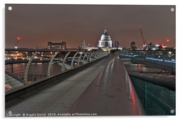 Millennium bridge and St Pauls Cathedral in London Acrylic by Angelo DeVal