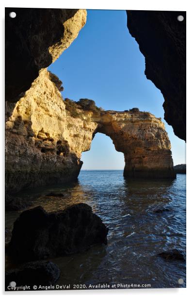 View Albandeira Stone Arch from the Cave Acrylic by Angelo DeVal