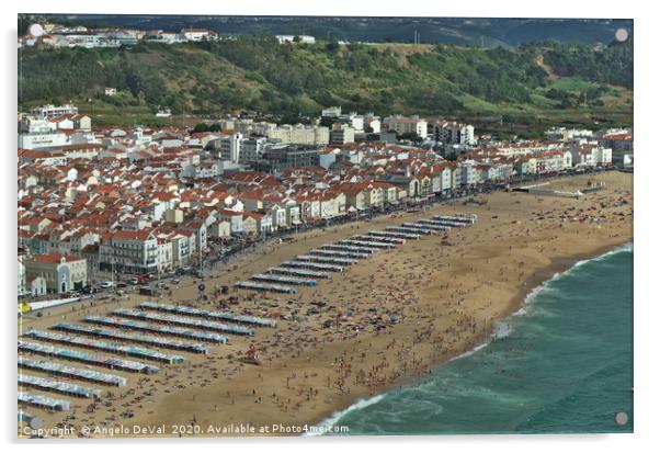 Nazare beach during summertime Acrylic by Angelo DeVal