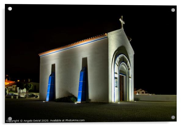 Zambujeira do Mar Church at Night Acrylic by Angelo DeVal