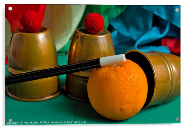 Cups and Balls with Orange Acrylic by Angelo DeVal