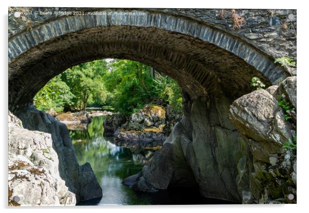 Pont-y-pair road bridge over the River Llugwy Acrylic by Beata Aldridge