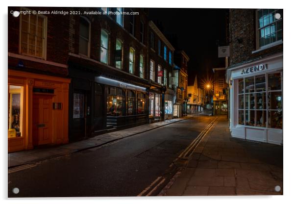 York at night Acrylic by Beata Aldridge