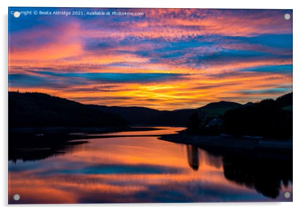 Sunset over Ladybower Reservoir Acrylic by Beata Aldridge