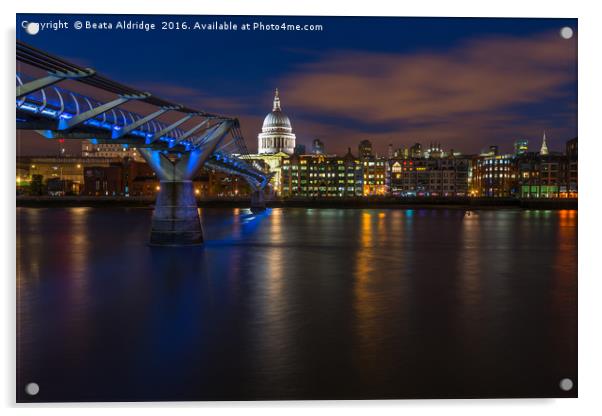 Blue hour in London Acrylic by Beata Aldridge