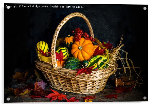 Autumn vegetables in a basket Acrylic by Beata Aldridge