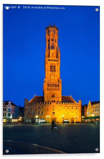 Blue hour in Bruges Acrylic by Beata Aldridge