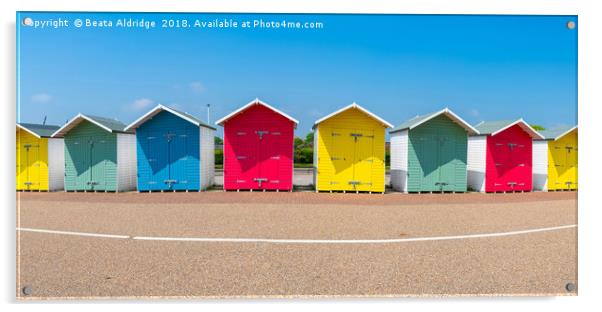 Colorful wooden beach huts in Eastbourne Acrylic by Beata Aldridge