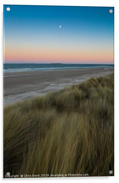 Moonrise over Farne Acrylic by Chris Good