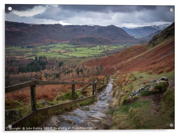 Catbells Descent Acrylic by John Ealing