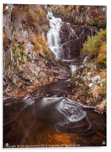 Allt Charaidh Waterfall Acrylic by Iain MacDiarmid