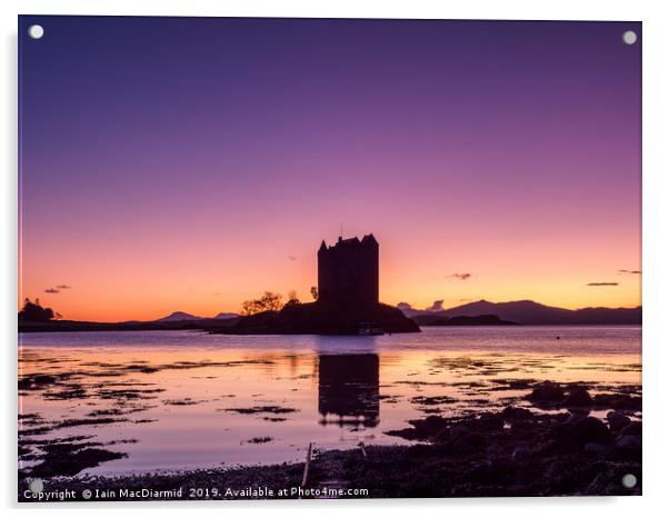 Castle Stalker Sunset Acrylic by Iain MacDiarmid