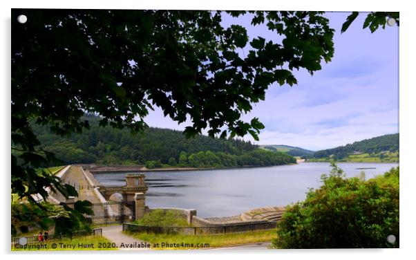 Ladybower Dam and Reservoir Acrylic by Terry Hunt
