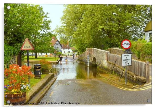 Eynesford, crossing the river Darent Acrylic by Terry Hunt