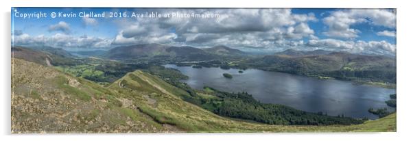 A Panoramic view from Catbells Fell Acrylic by Kevin Clelland