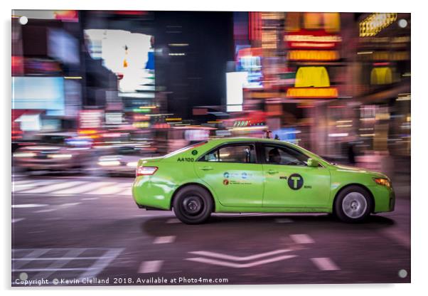 New York Cab green Acrylic by Kevin Clelland