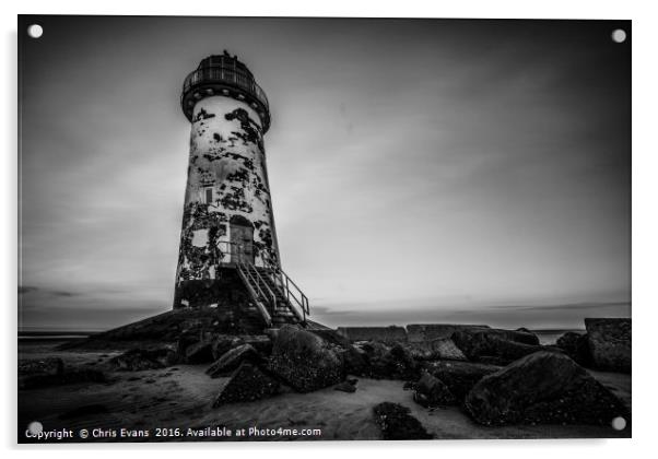 Old Lighthouse in Monochrome  Acrylic by Chris Evans