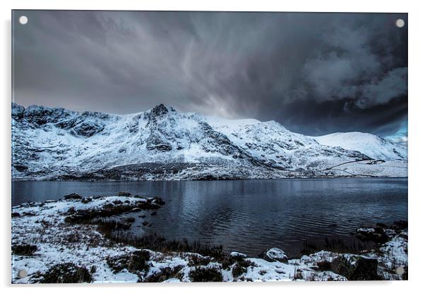 Llyn Idwal Calm before the Storm  Acrylic by Chris Evans