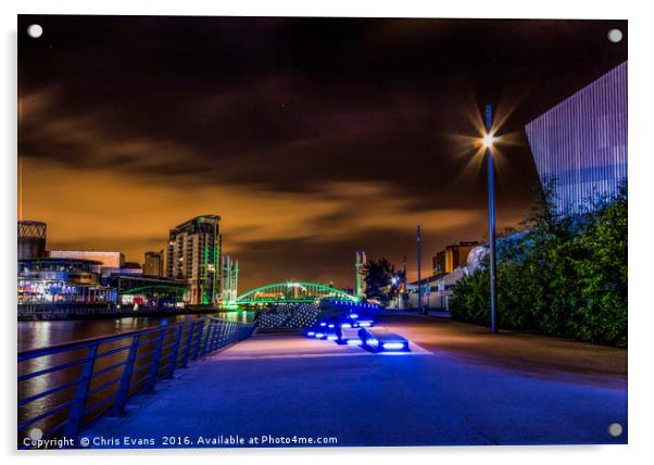 Salford at Night  Acrylic by Chris Evans