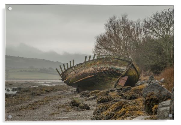 Old fishing Boat in Dulas Bay  Acrylic by Chris Evans
