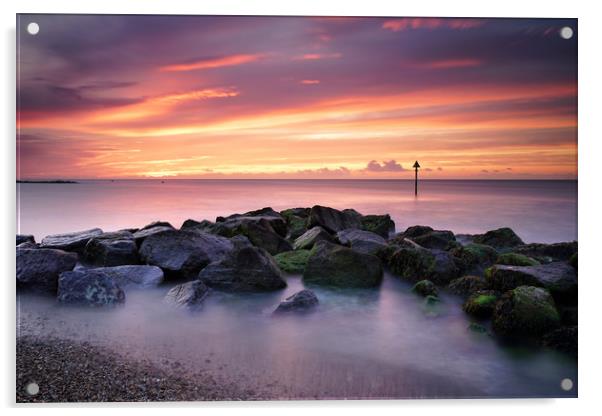 Holland on Sea sunrise Acrylic by Rob Woolf