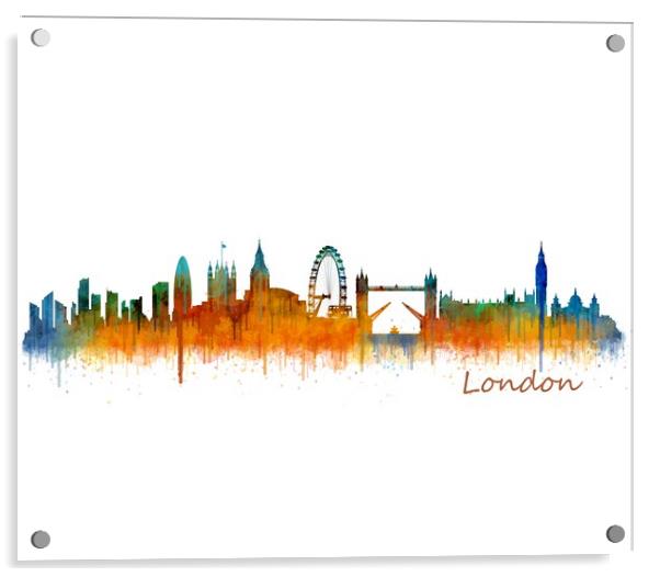 London Watercolor Skyline art City. v2 Acrylic by HQ Photo
