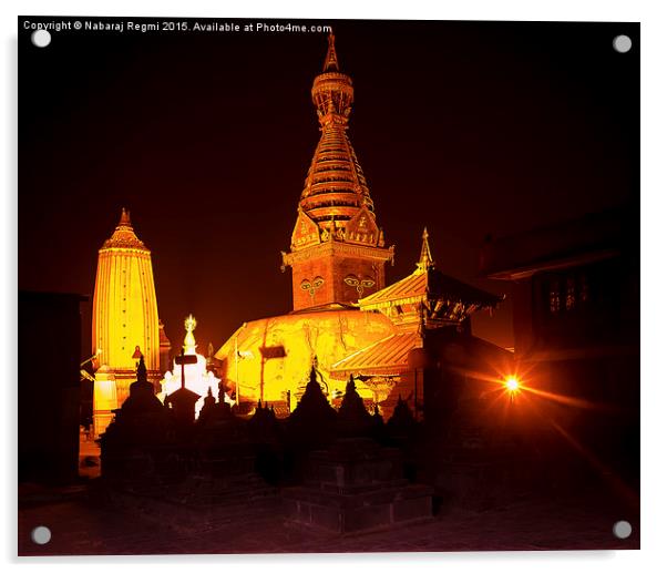 Swayambhunath Stupa! Acrylic by Nabaraj Regmi
