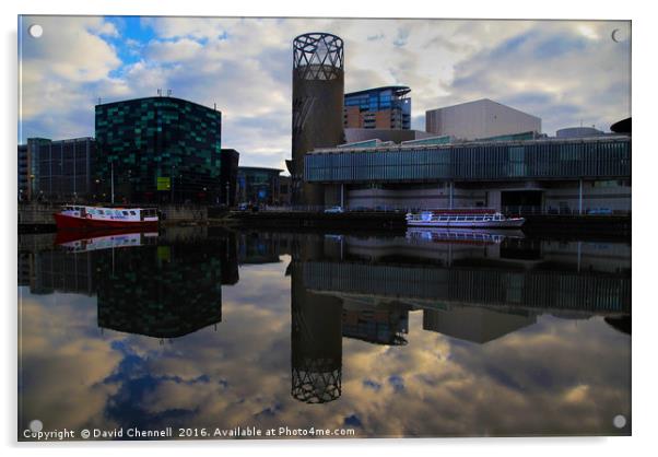 Salford Quays Reflection Acrylic by David Chennell