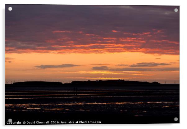 Hilbre Island Sunset Acrylic by David Chennell