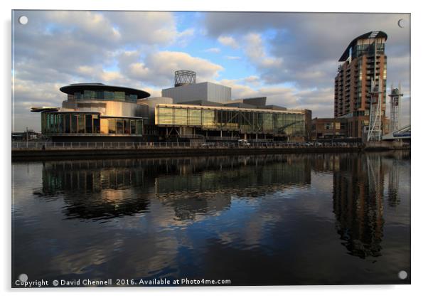 The Lowry Centre Reflection   Acrylic by David Chennell