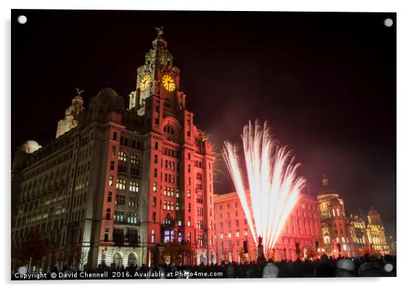 Liver Building Fireworks Acrylic by David Chennell