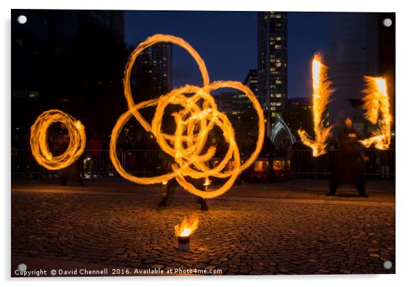 Fire Spinning   Acrylic by David Chennell