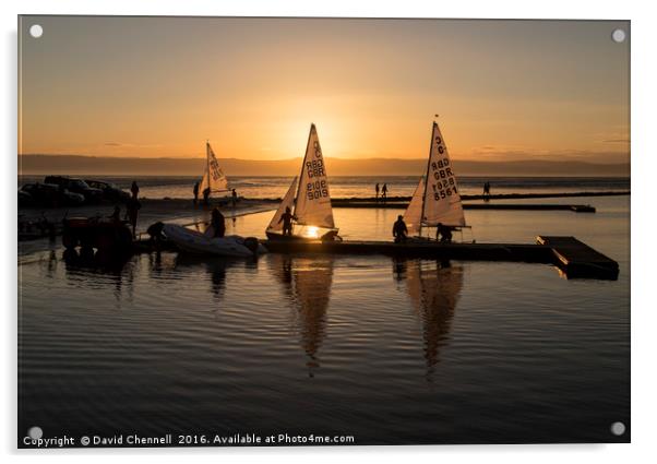 Serene Sundown Sailing Acrylic by David Chennell