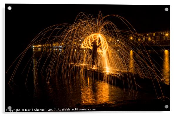 Wire Wool Spinning  Acrylic by David Chennell