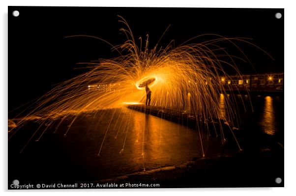 Wire Wool Spinning  Acrylic by David Chennell
