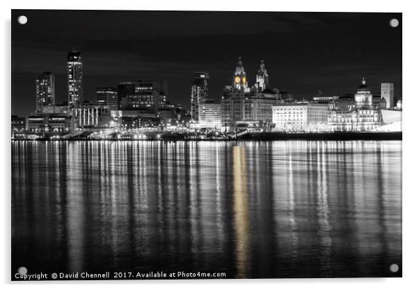 Liverpool Waterfront Selective Colour  Acrylic by David Chennell
