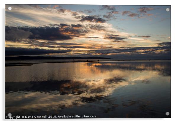 West Kirby Sunset Reflection   Acrylic by David Chennell