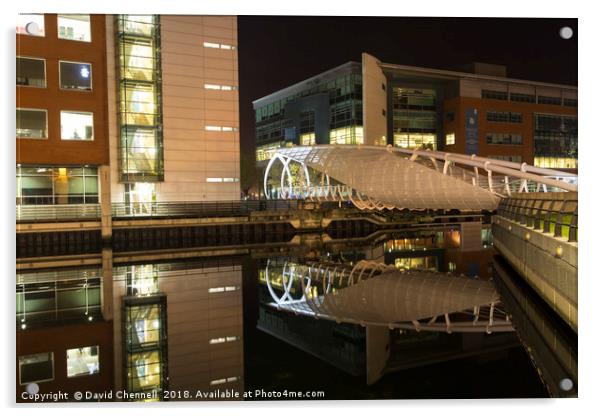 Princes Dock Bridge Reflection  Acrylic by David Chennell