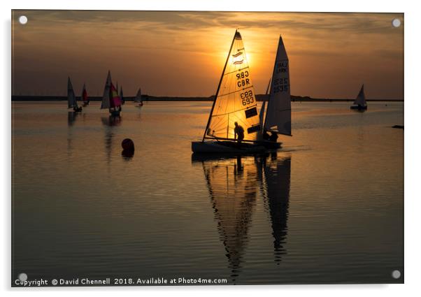 Sunset Sailing     Acrylic by David Chennell