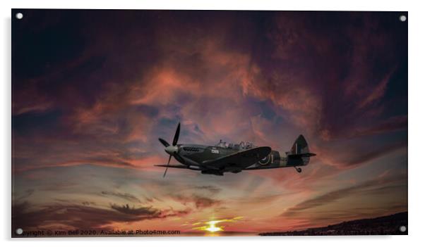 Spitfire at Sunset Acrylic by Kim Bell