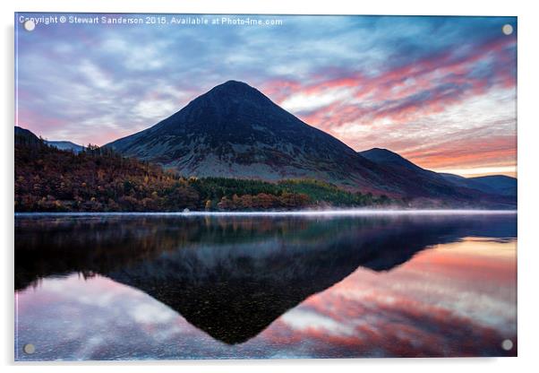  Sunrise behind Grasmoor at Crummock Water Acrylic by Stewart Sanderson