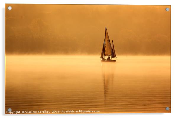Sailing through the mist Acrylic by Vladimir Korolkov