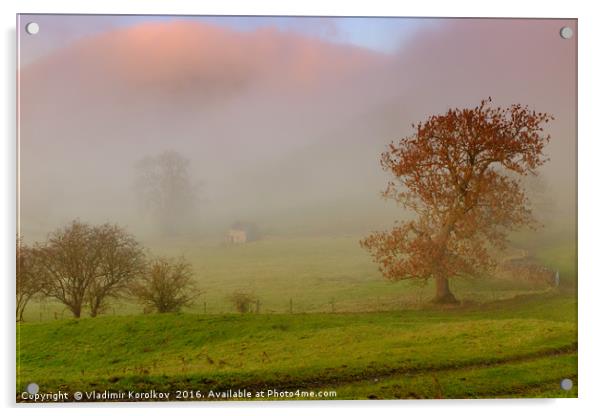 Misty sunset near Dovedale Acrylic by Vladimir Korolkov