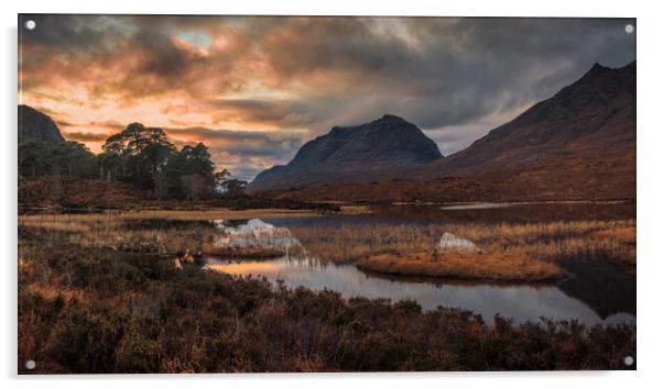 Loch Clair and Liathach at Sunset Acrylic by Miles Gray