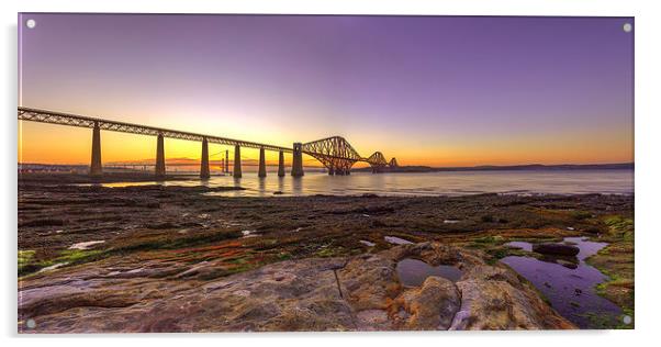  Sunset over the Forth Bridge Acrylic by Miles Gray